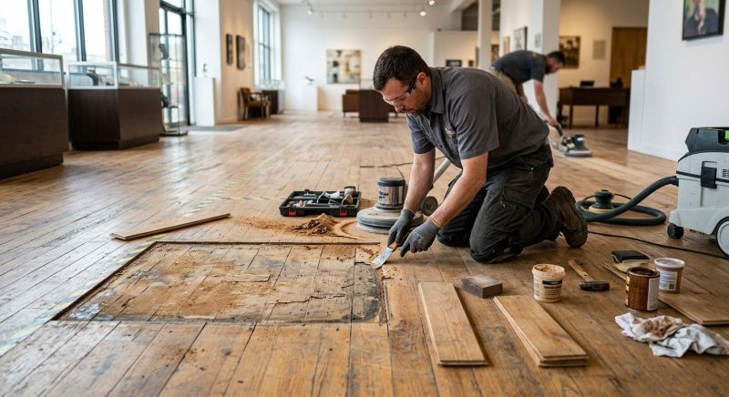 Our team working on Wood Floor Service projects in Arlington, VA
