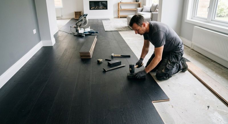 Dark Wood Floor Installation in Arlington, VA